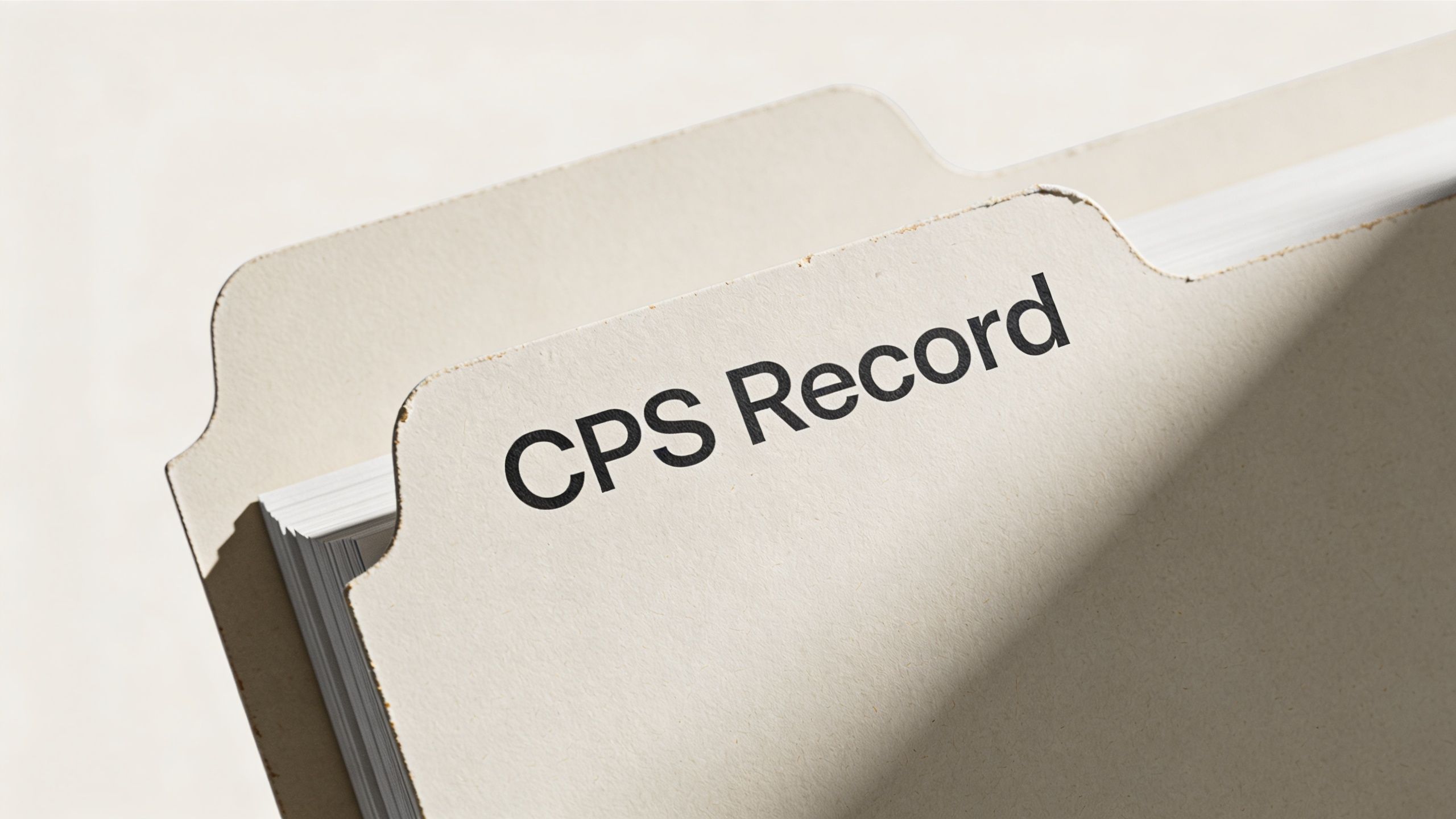 A beige manila file folder with the text CPS Record printed on the tab label.
