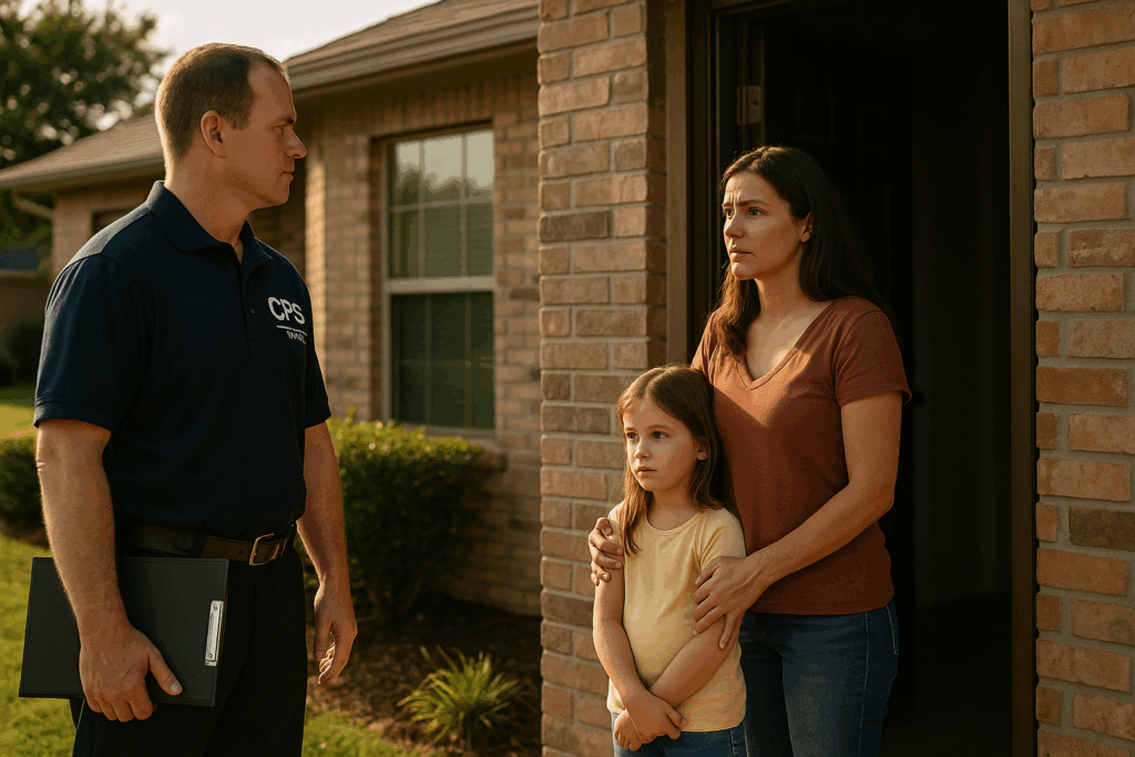 Initial contact and home visits conducted by Child Protective Services (CPS) to ensure child safety.